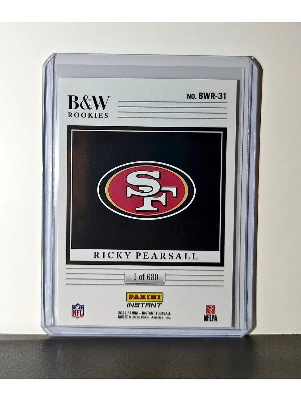 Ricky Pearsall 2024 Panini NFL #31 Black & White Rookies Card 49ers 1 of 680